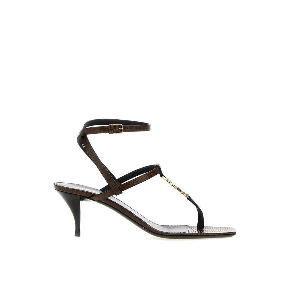 Saint Laurent Brown Calfskin Flat Sandals | Regal Royce