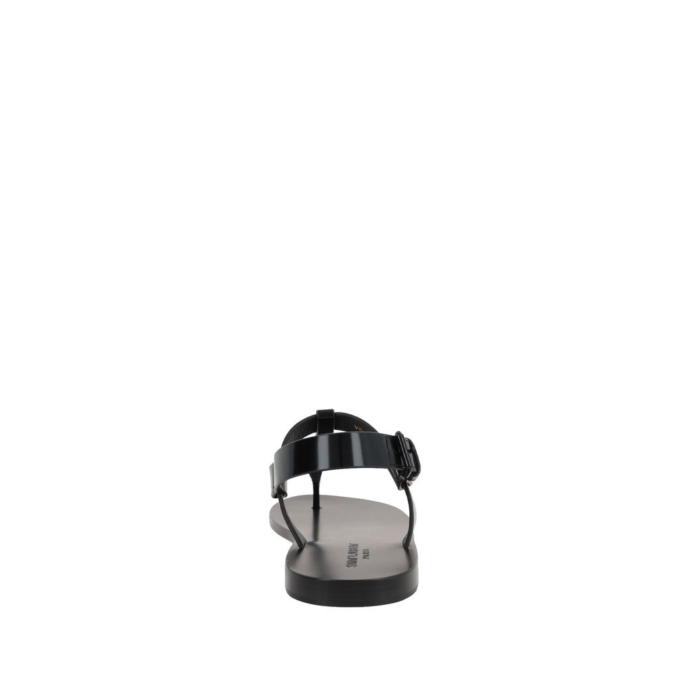 Saint Laurent Black Calfskin Flat Sandals | Regal Royce