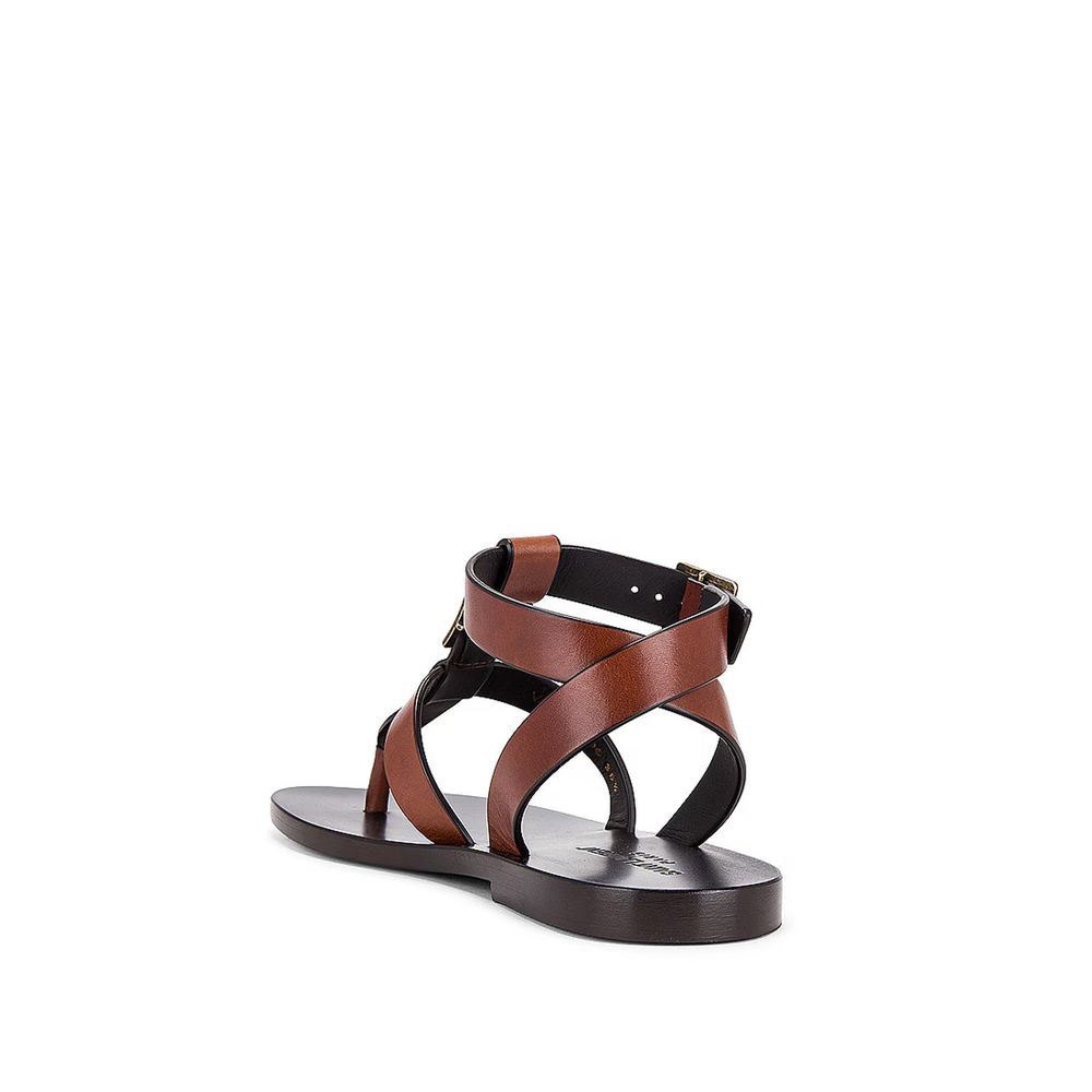 Saint Laurent Brown Calfskin Flip-Flop Sandals | Regal Royce