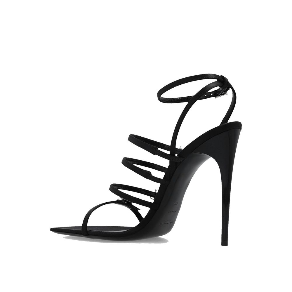 Saint Laurent Black Silk Stiletto Heel Sandals | Regal Royce