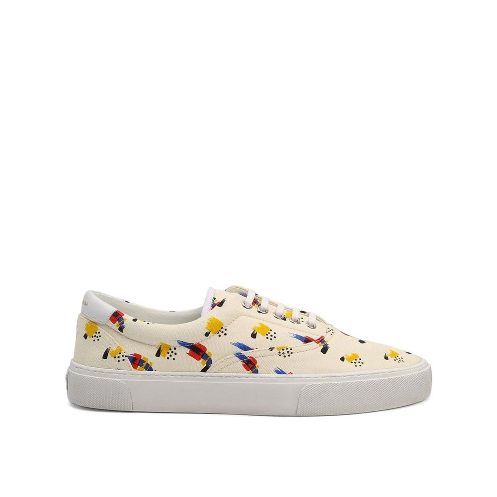 Saint Laurent White Canvas Low Top Sneakers | Regal Royce