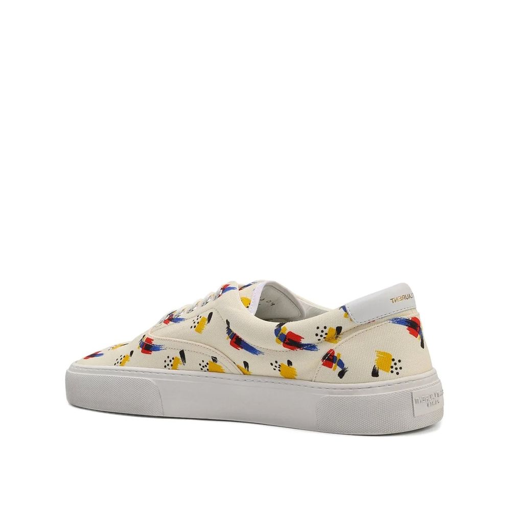 Saint Laurent White Canvas Low Top Sneakers | Regal Royce
