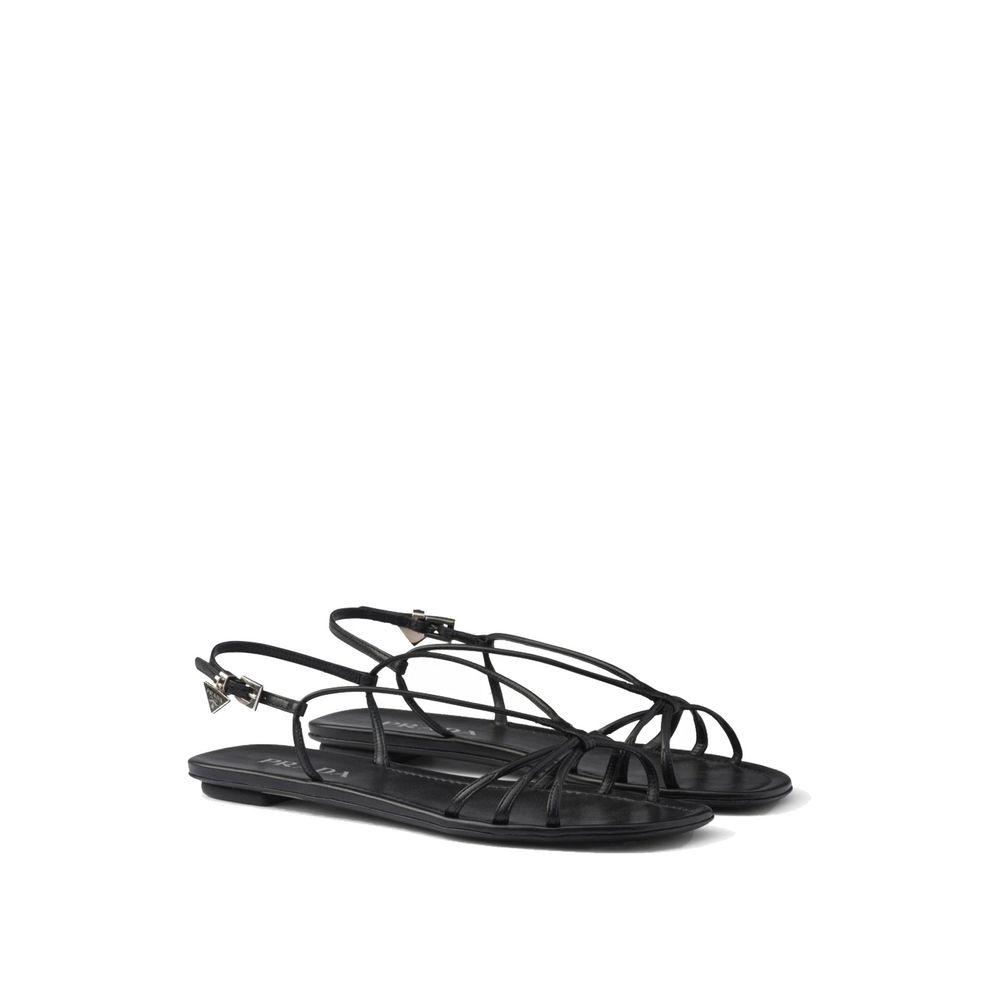 Prada Black Calfskin Strap-On Sandals | Regal Royce