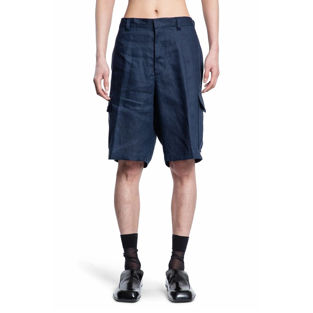 Prada Blue Linen Bermuda Shorts | Regal Royce
