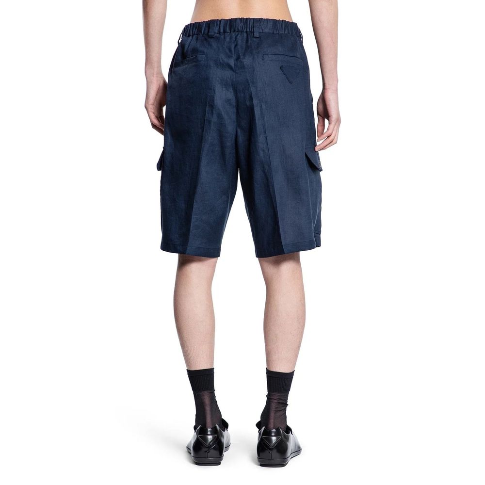 Prada Blue Linen Bermuda Shorts | Regal Royce