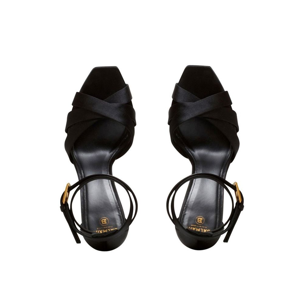 Balmain Black Silk Platform Sandals | Regal Royce