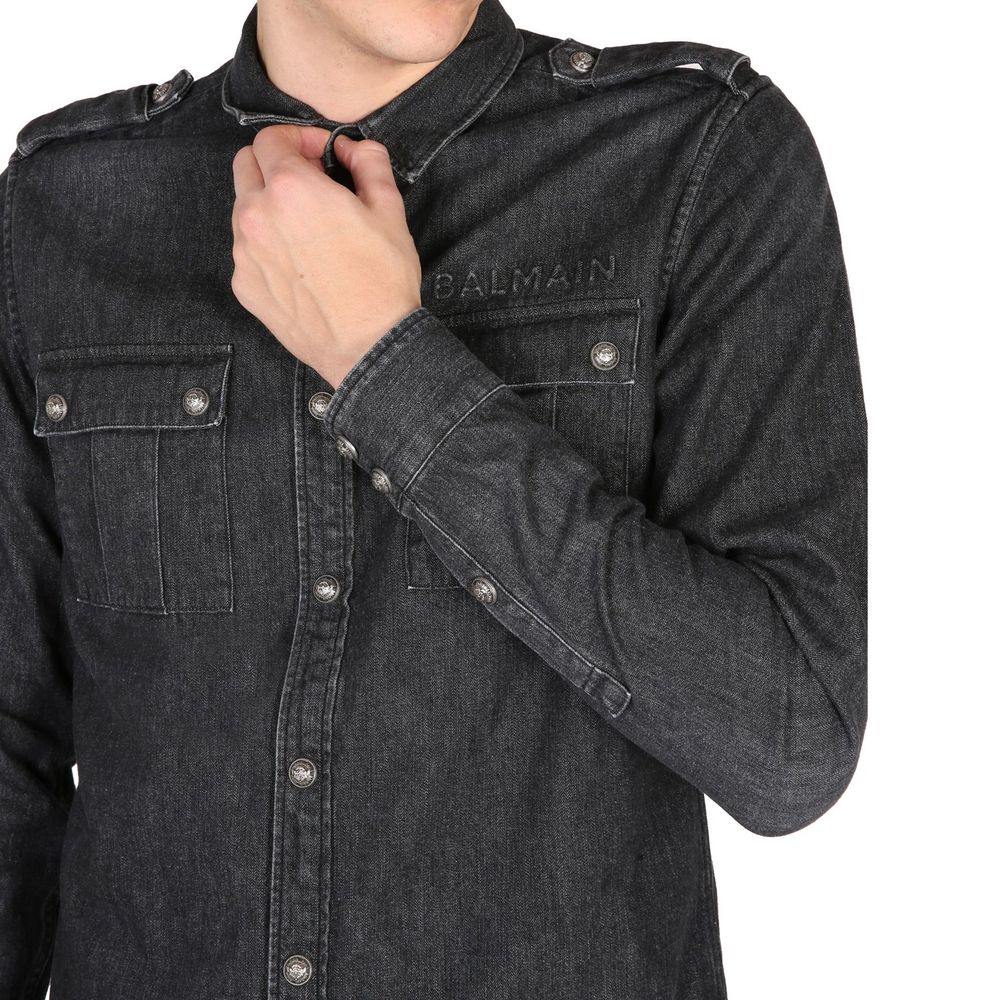 Balmain Black Denim Shirt | Regal Royce