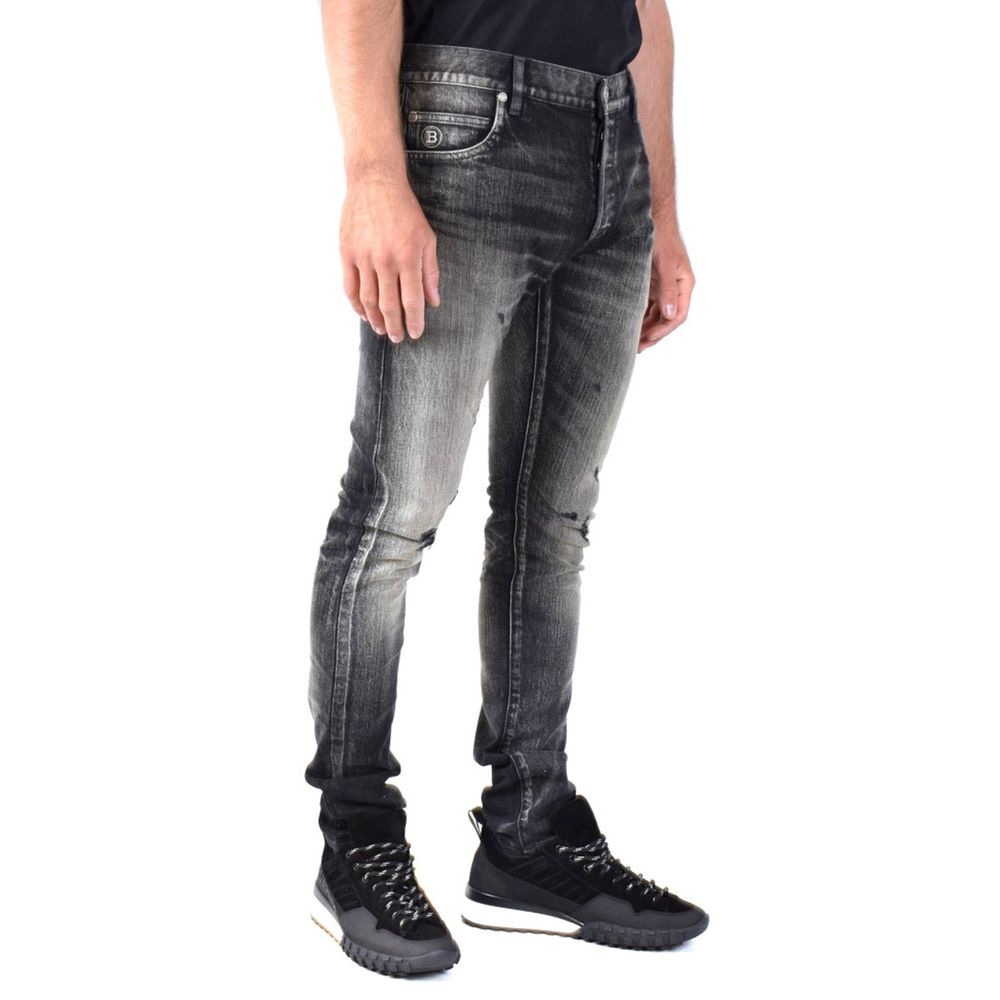 Balmain Black Cotton Skinny Jeans | Regal Royce
