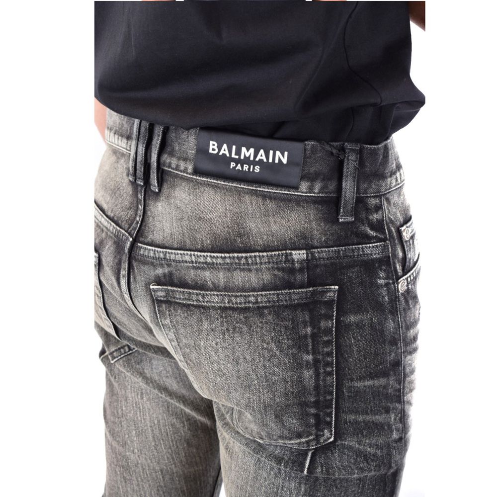 Balmain Black Cotton Skinny Jeans | Regal Royce