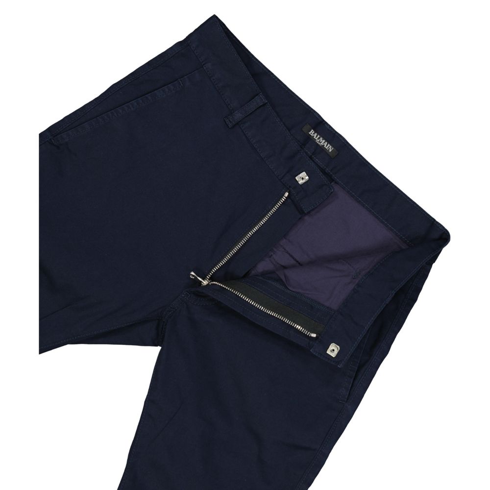 Balmain Blue Cotton Casual Pants | Regal Royce
