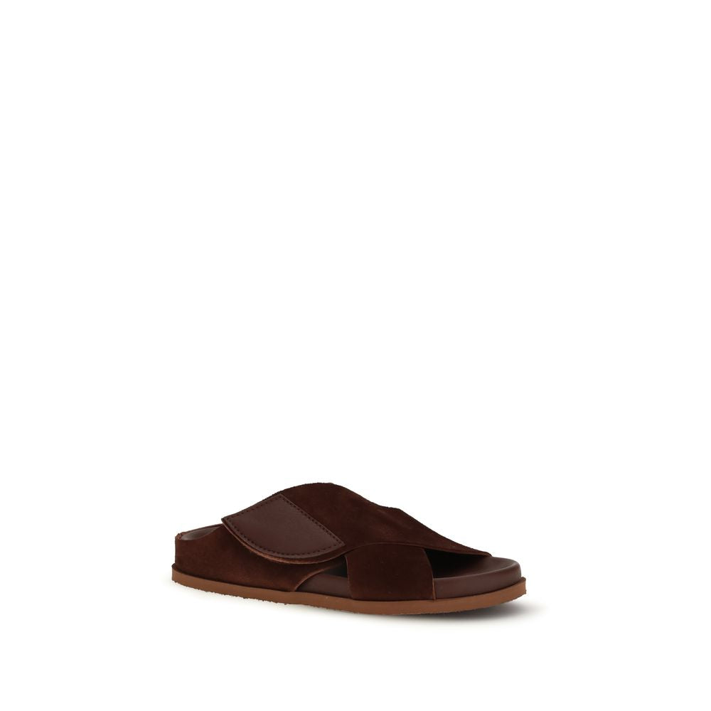 Pedro García Brown Velvet Flat Sandals | Regal Royce