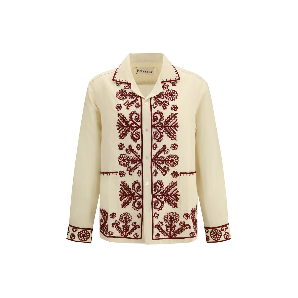 Baziszt Cream Hemp Pattern Shirt | Regal Royce
