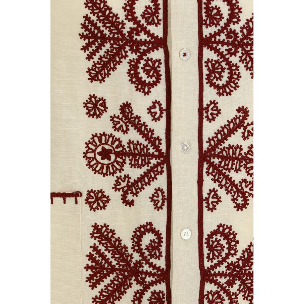 Baziszt Cream Hemp Pattern Shirt | Regal Royce