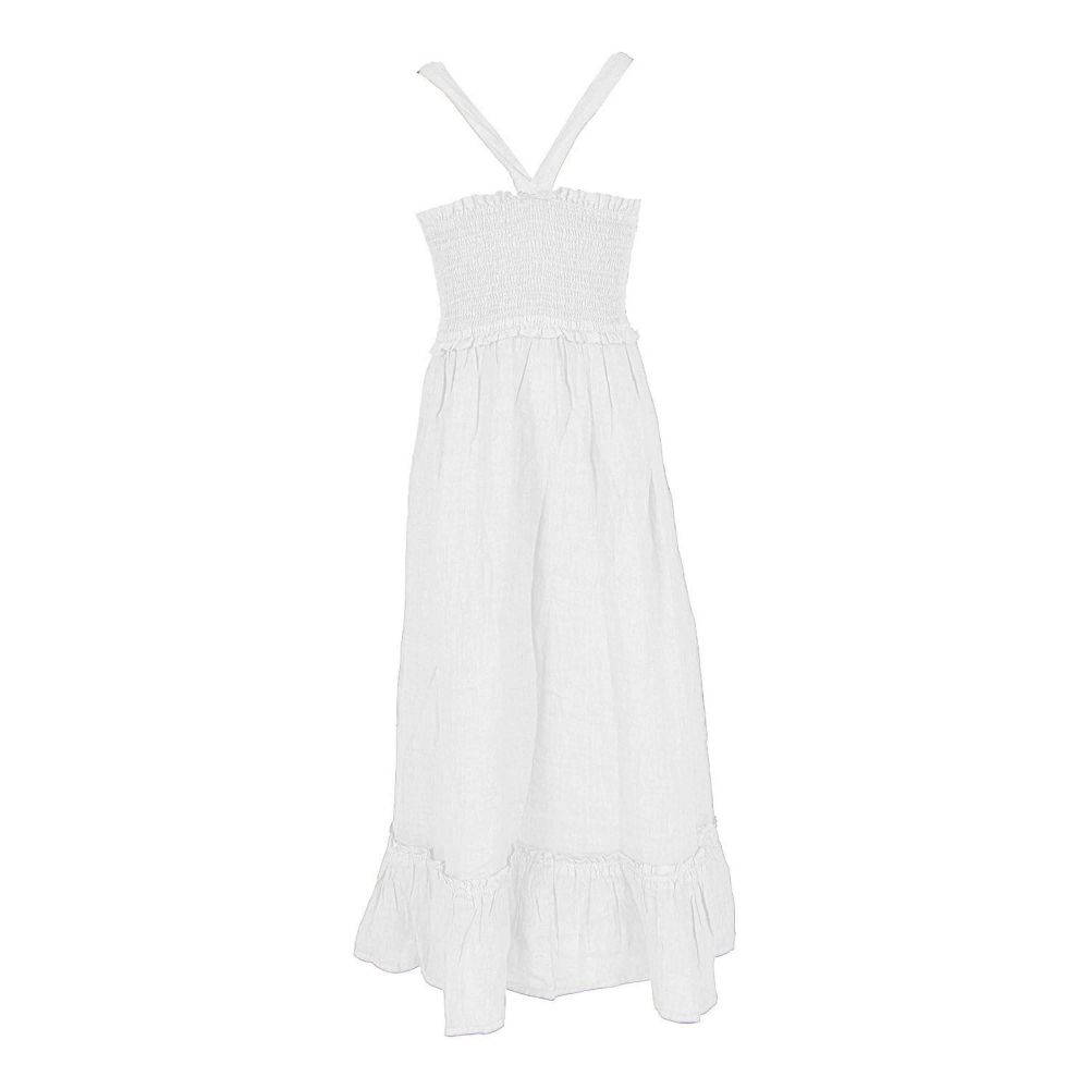 Yes Zee White Linen Casual Dress | Regal Royce