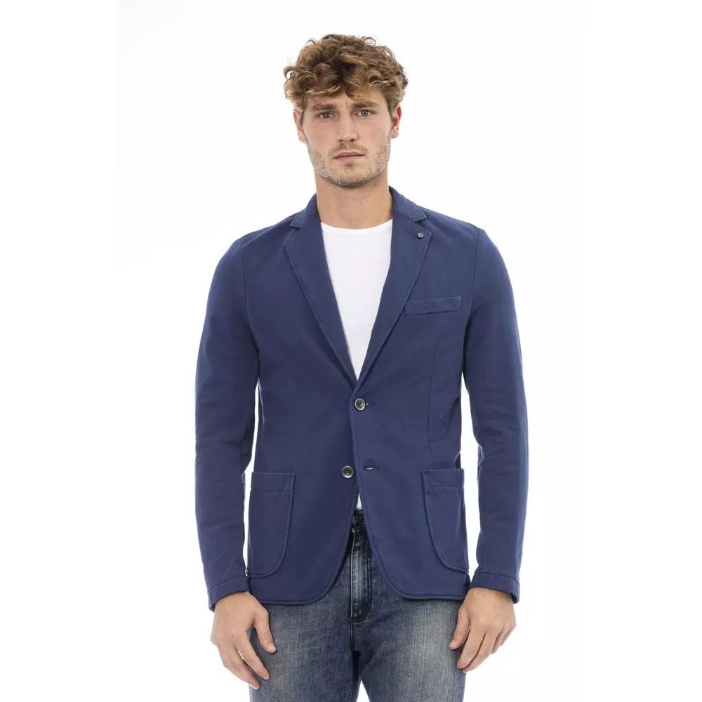 Distretto12 Blue Cotton Blazer | Regal Royce