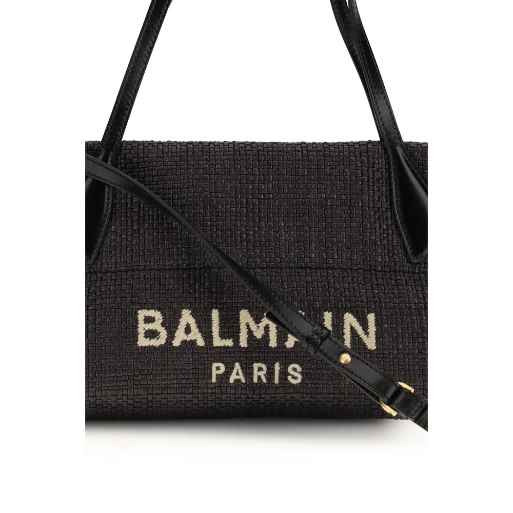 Balmain Black Raffia Shoulder Bag | Regal Royce