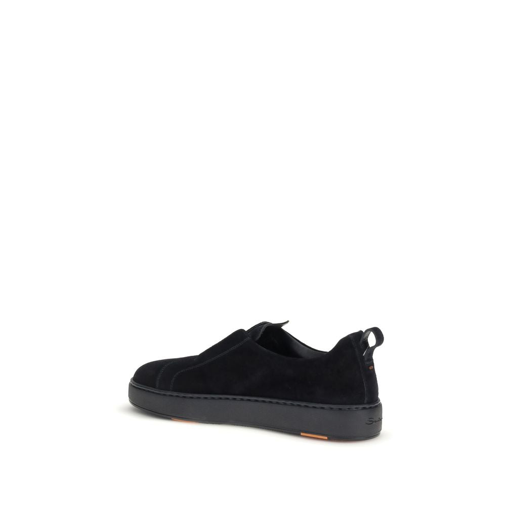 Santoni Black Calf Leather Bos Taurus Low Top Sneakers | Regal Royce