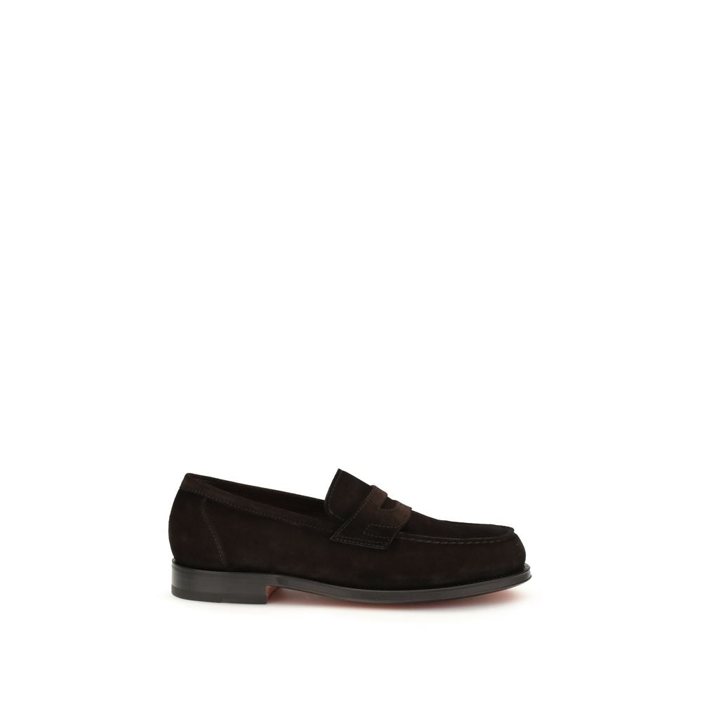 Santoni Brown Calf Leather Bos Taurus Slip-On Loafers | Regal Royce