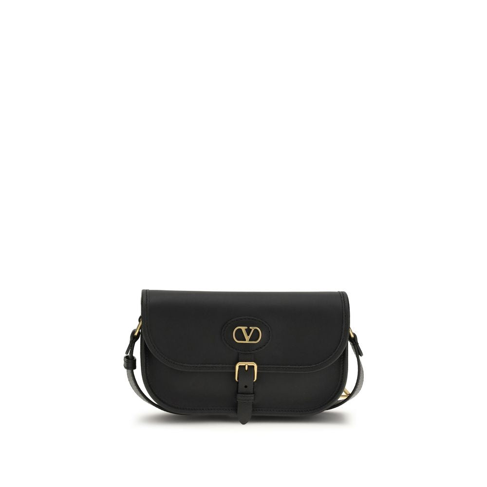 Valentino Garavani Black Calf Leather Bos Taurus Shoulder Bag | Regal Royce