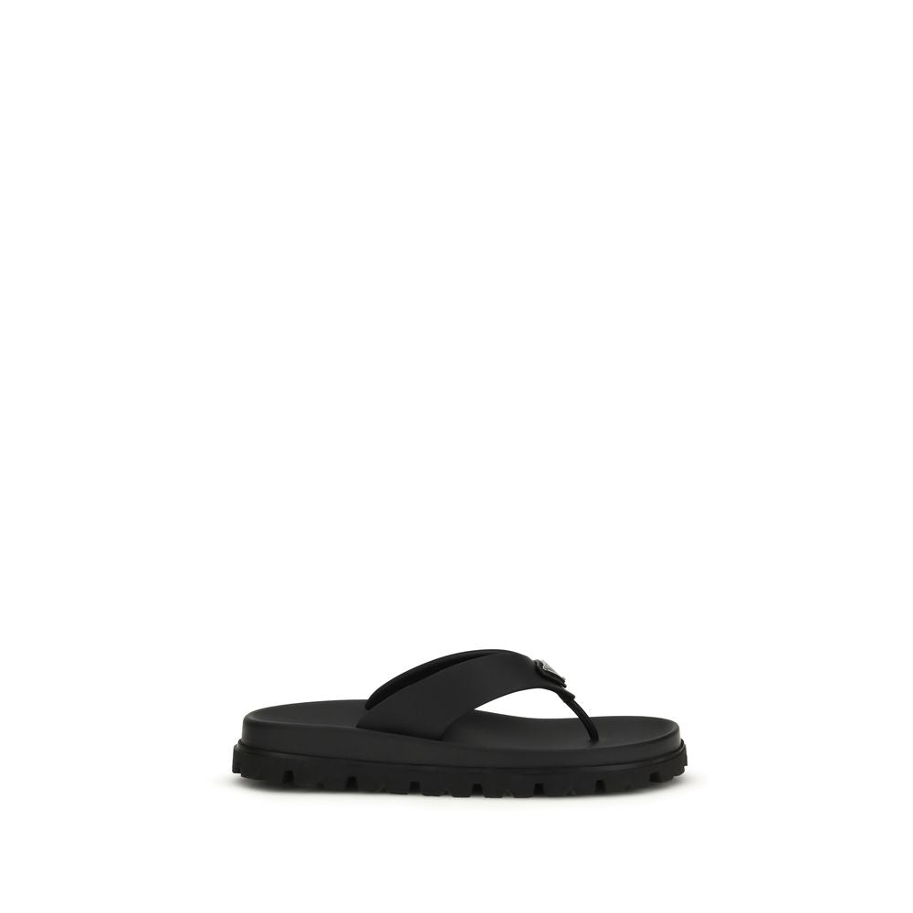 Prada Black Rubber Flip-Flop Sandals | Regal Royce
