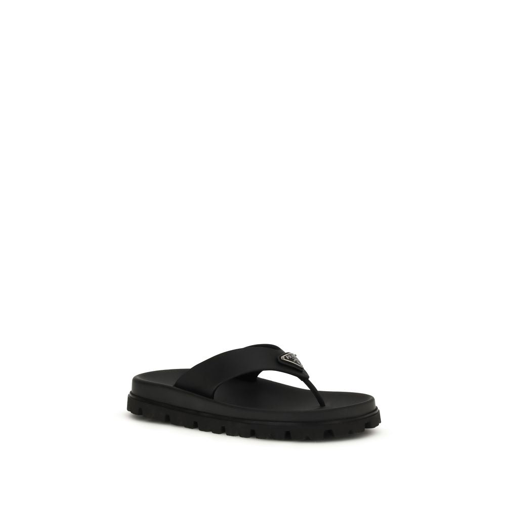 Prada Black Rubber Flip-Flop Sandals | Regal Royce