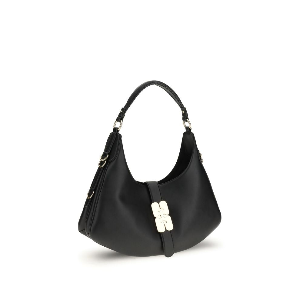Ganni Black Calf Leather Bos Taurus Shoulder Bag | Regal Royce