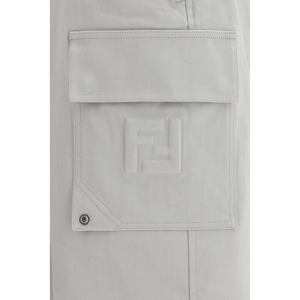 Fendi Silver Cotton Cargo Pants | Regal Royce