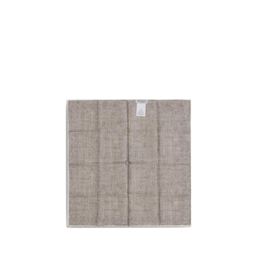 Brunello Cucinelli Beige Silk Pocket Square | Regal Royce