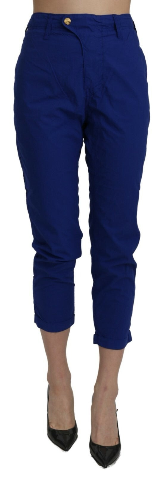 CYCLE Cotton Royal Blue High Waist Skinny Cropped Trouser Pants | Regal Royce