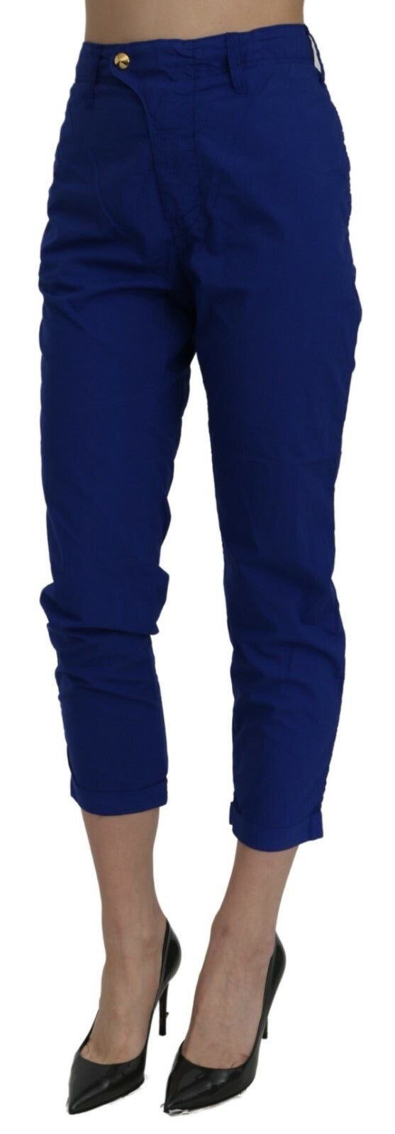 CYCLE Cotton Royal Blue High Waist Skinny Cropped Trouser Pants | Regal Royce