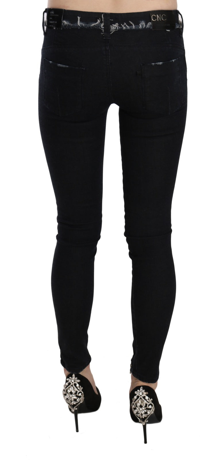 Costume National Black Low Waist Zipper Leg Skinny Denim Jeans | Regal Royce
