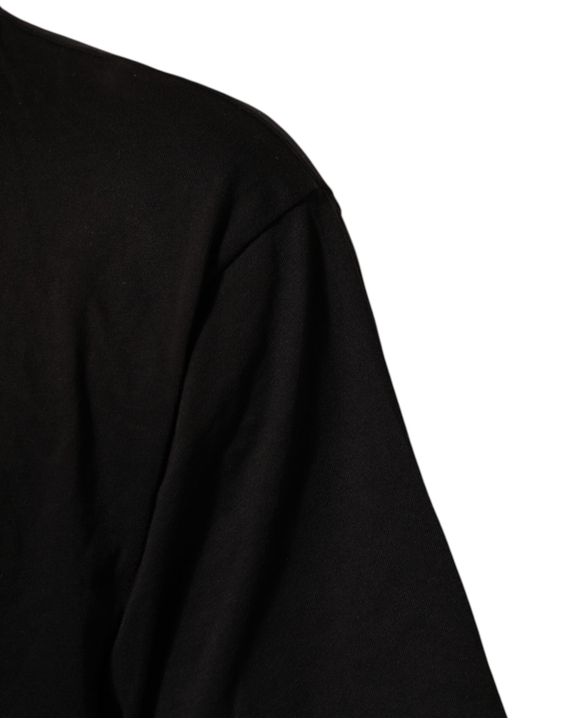 Dolce & Gabbana Black Logo Print Cotton Crew Neck T-shirt | Regal Royce