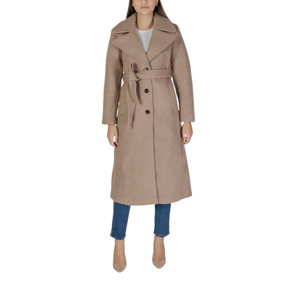 Vila Clothes Beige Polyester Coat | Regal Royce
