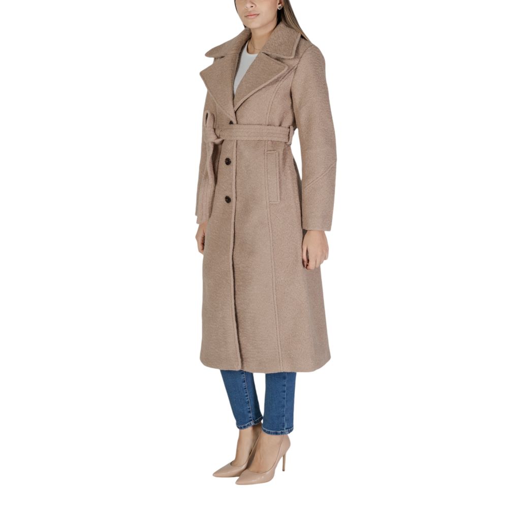 Vila Clothes Beige Polyester Coat | Regal Royce