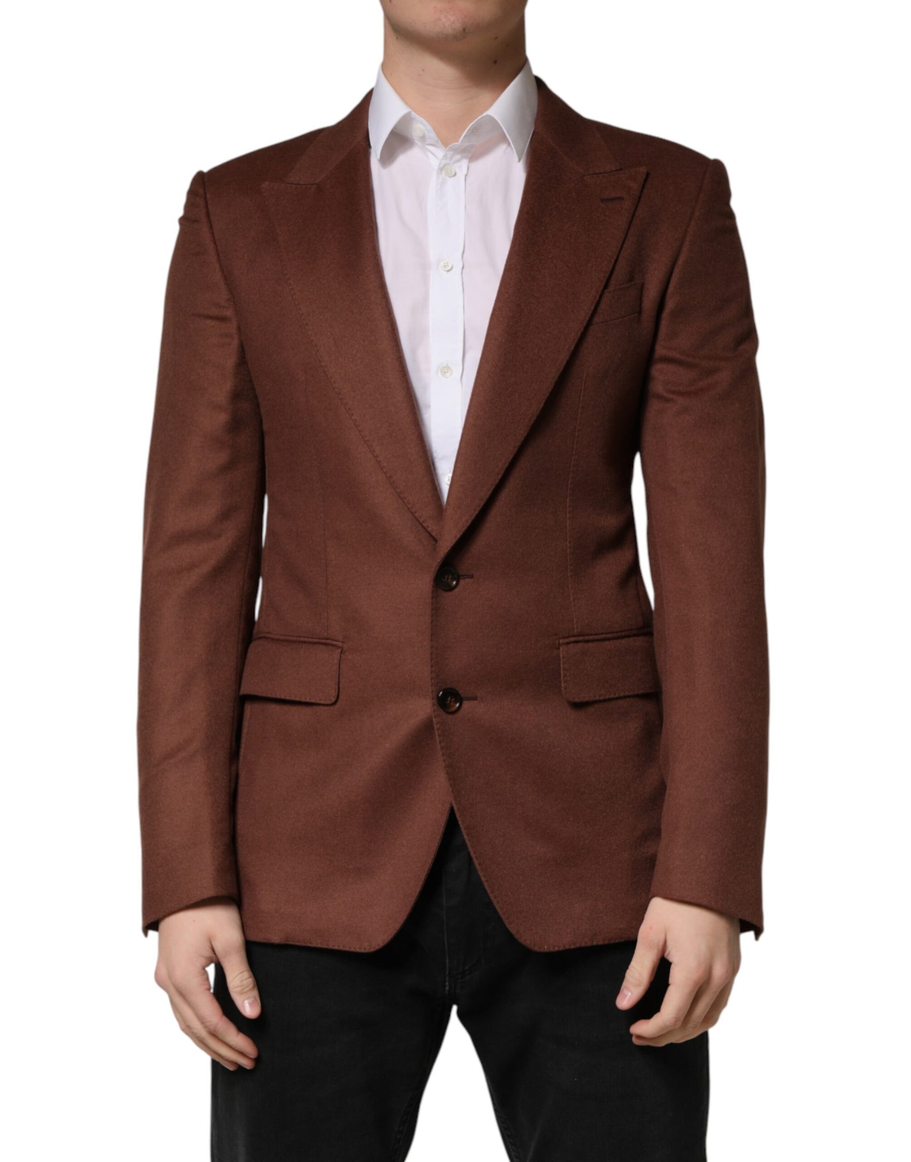 Dolce & Gabbana Brown Cashmere Single Breasted Jacket Blazer | Regal Royce