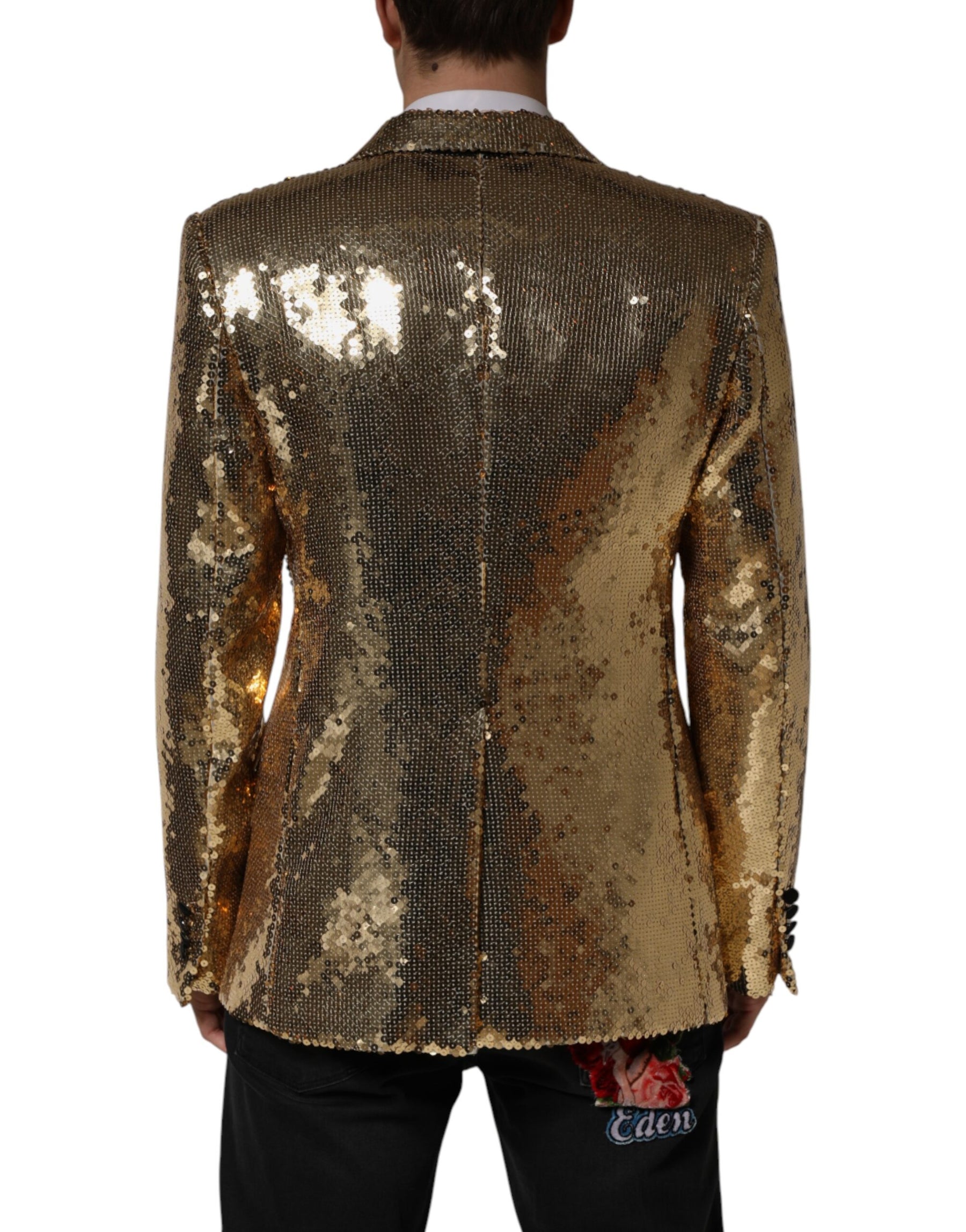 Dolce & Gabbana Gold Sequined Double Breasted Jacket Blazer | Regal Royce