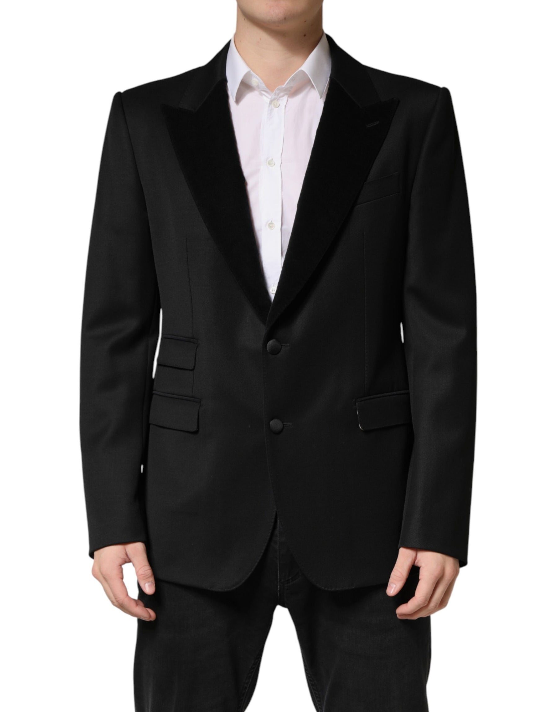 Dolce & Gabbana Black Wool Single Breasted Jacket Blazer | Regal Royce