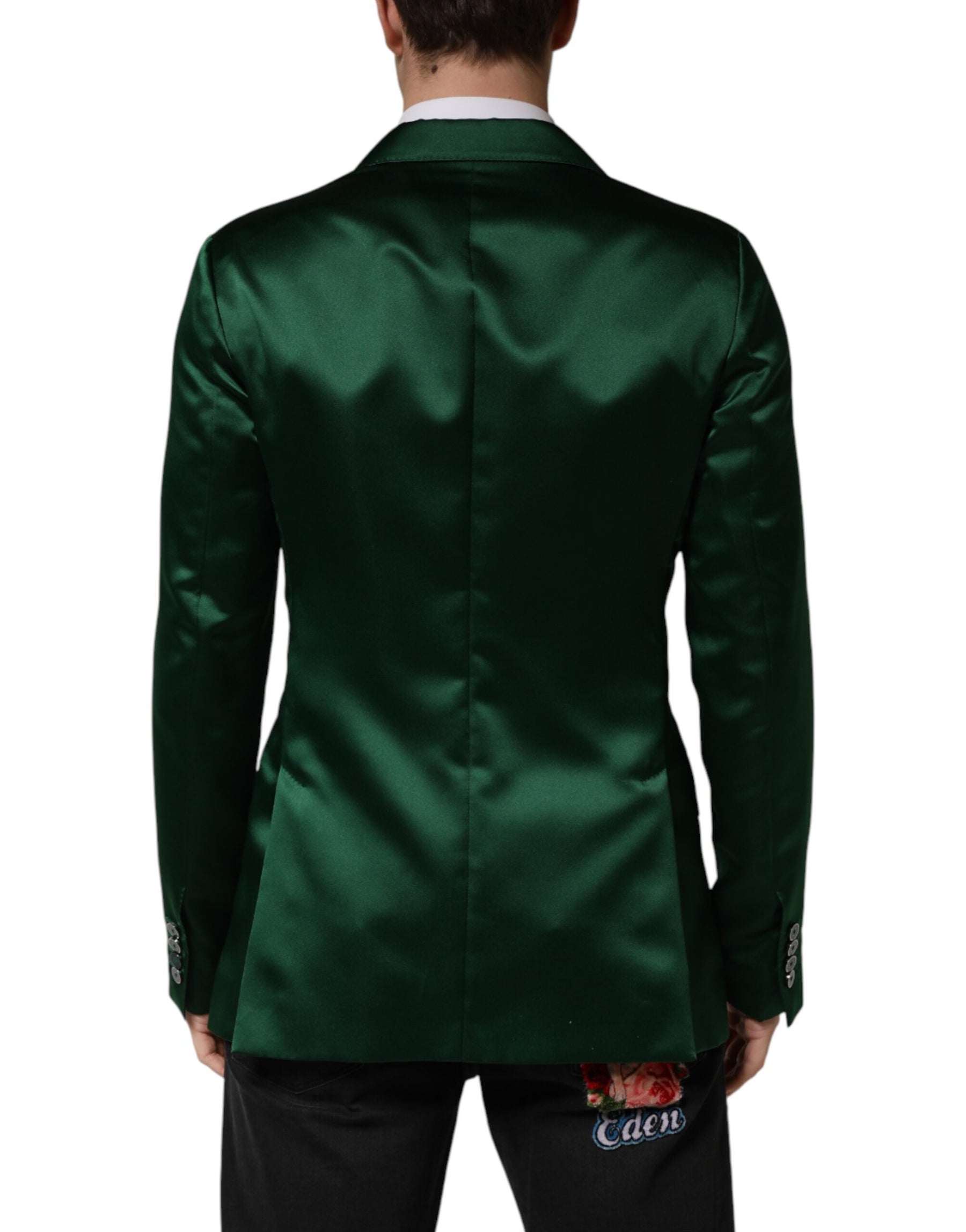 Dolce & Gabbana Green Satin Double Breasted Jacket Blazer | Regal Royce