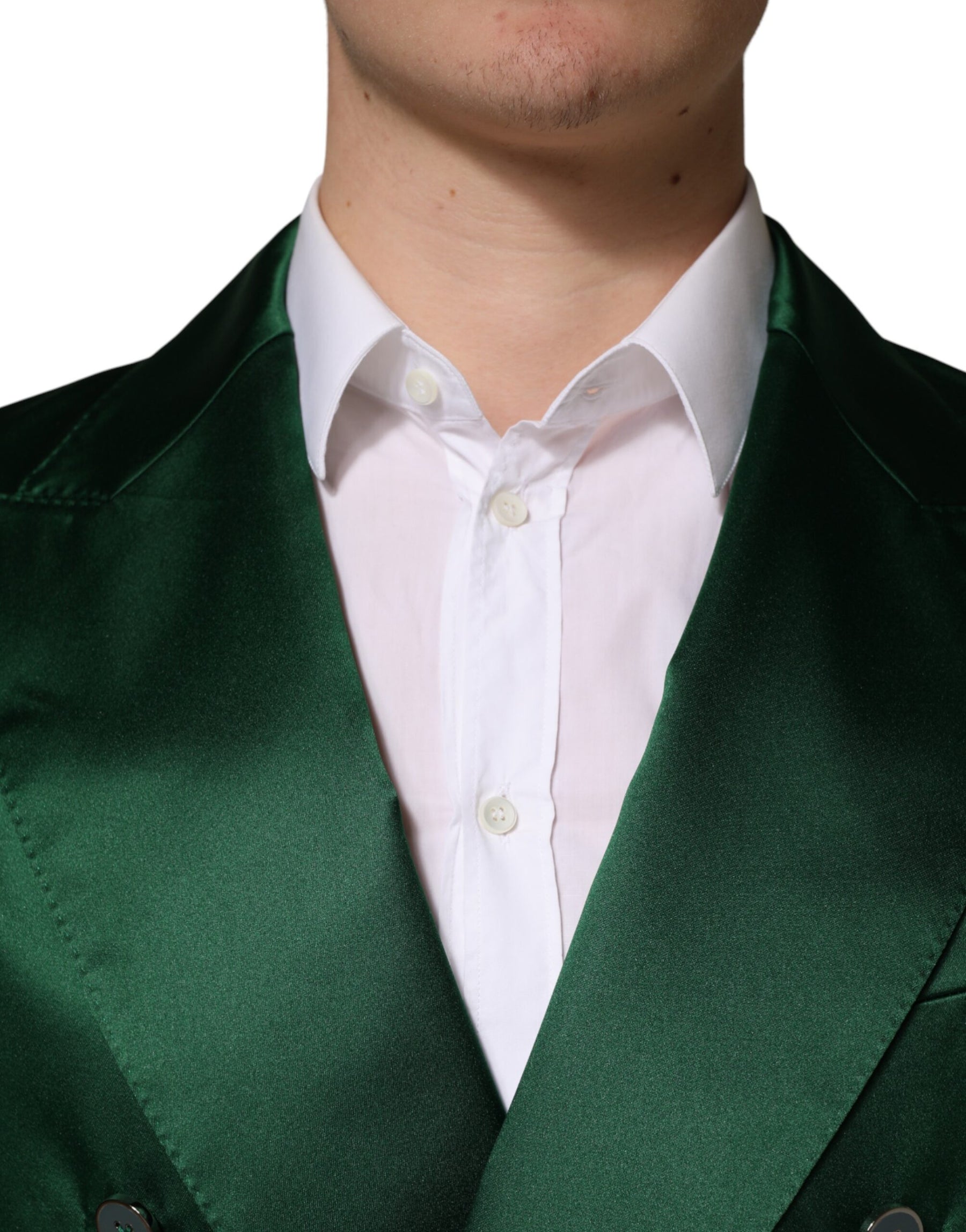 Dolce & Gabbana Green Satin Double Breasted Jacket Blazer | Regal Royce