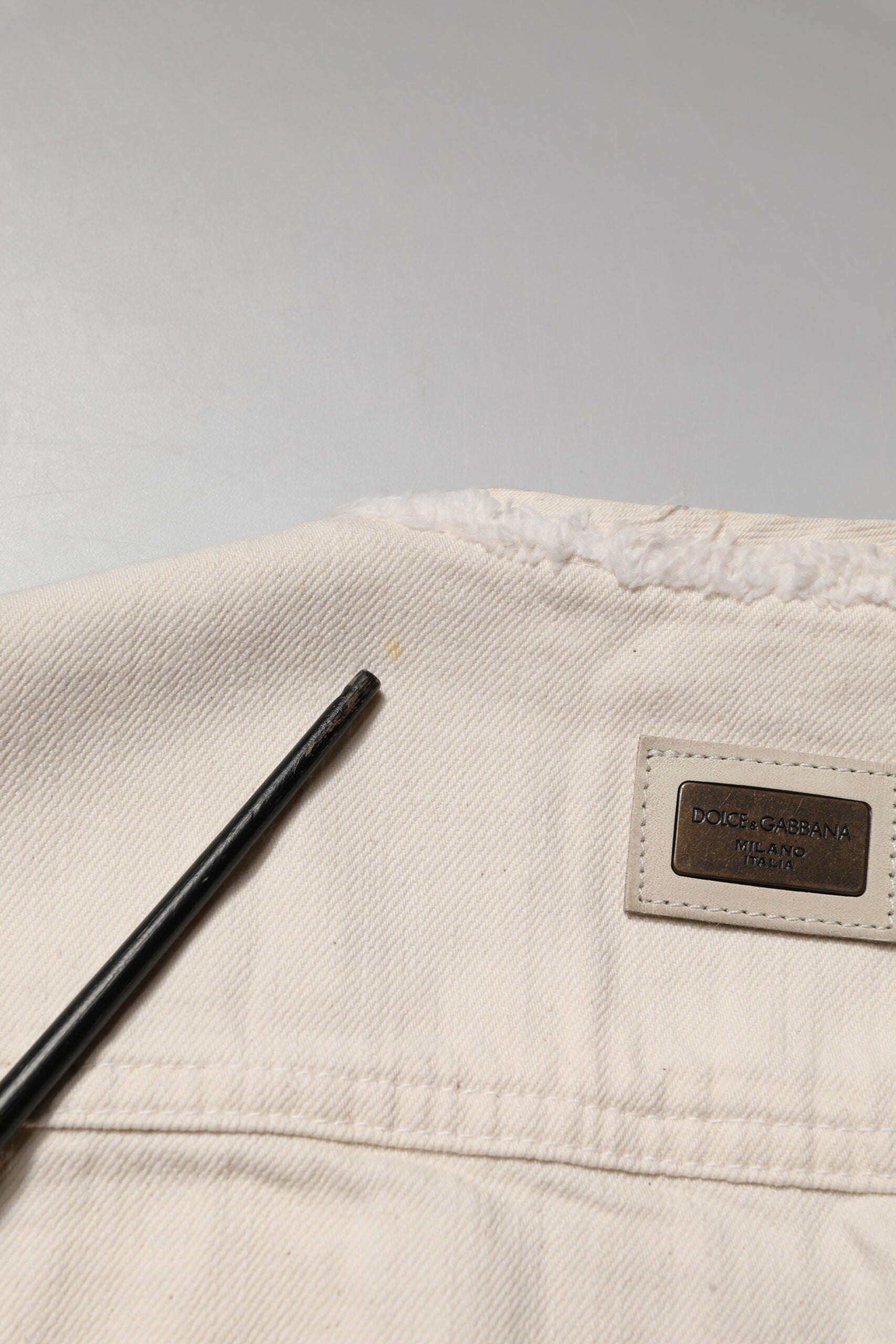 Dolce & Gabbana Off White Cotton Full Zip Denim Men Blouson Jacket | Regal Royce