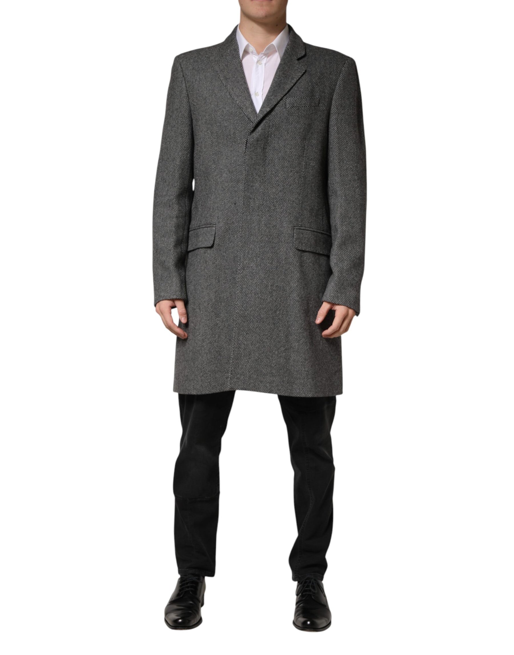 Dolce & Gabbana Gray Single Breasted Men Trench Coat Jacket | Regal Royce
