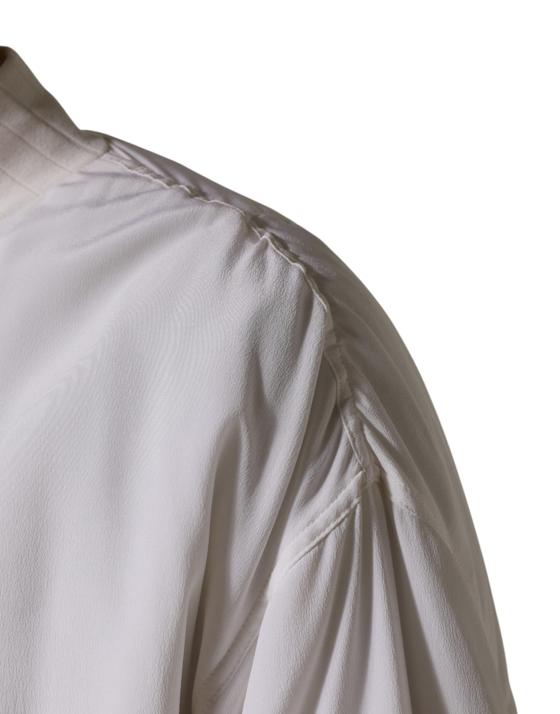 Dolce & Gabbana White Silk Full Zip Bomber Blouson Jacket | Regal Royce