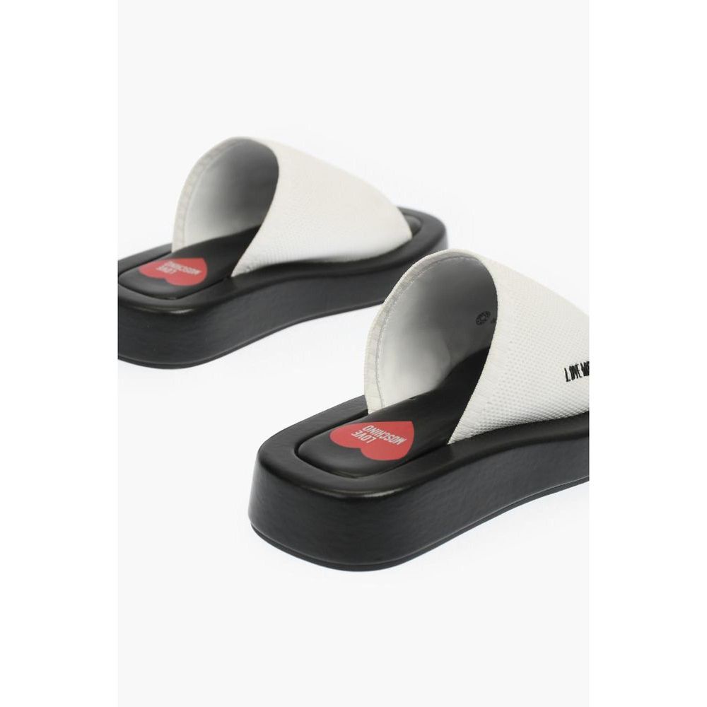 Moschino Black And White Leather Slides | Regal Royce