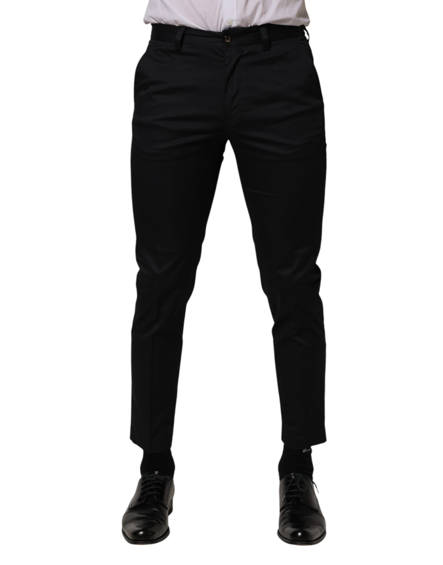 Dolce & Gabbana Dark Blue Cotton Skinny Dress Trouser Pants | Regal Royce