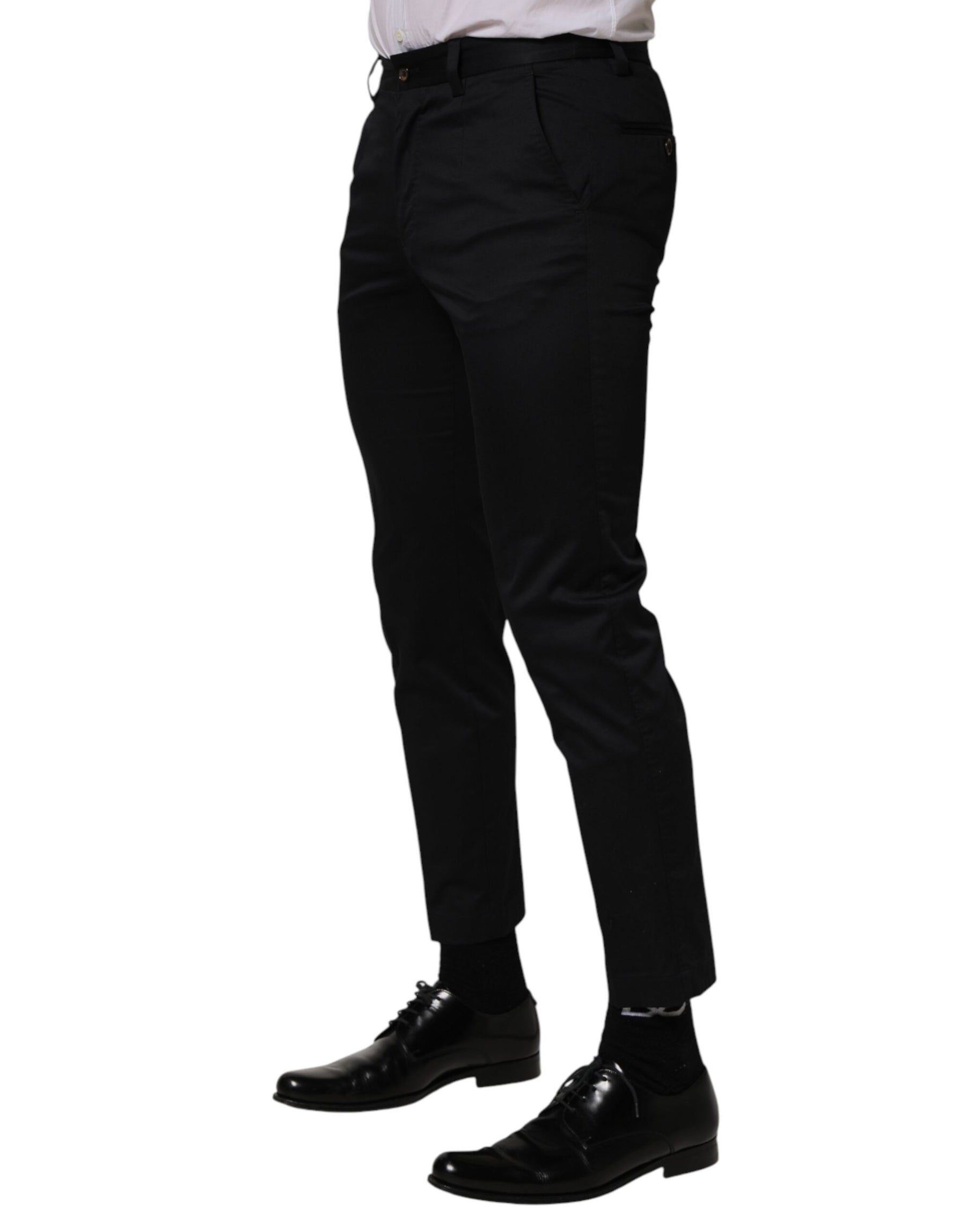 Dolce & Gabbana Dark Blue Cotton Skinny Dress Trouser Pants | Regal Royce