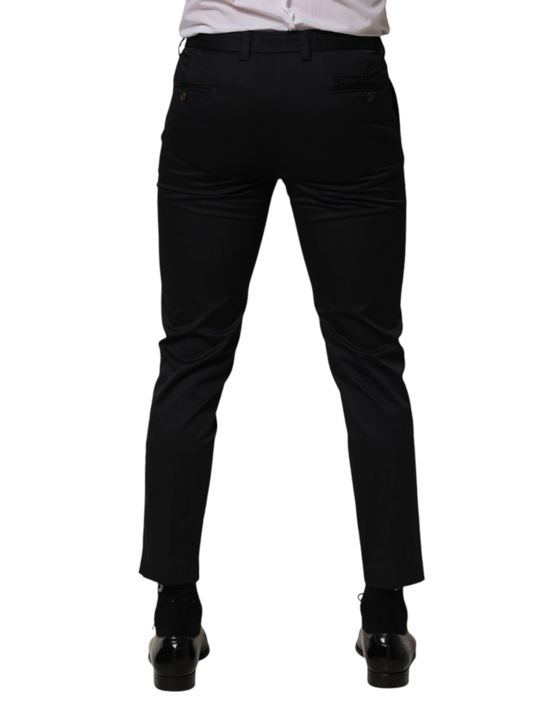 Dolce & Gabbana Dark Blue Cotton Skinny Dress Trouser Pants | Regal Royce