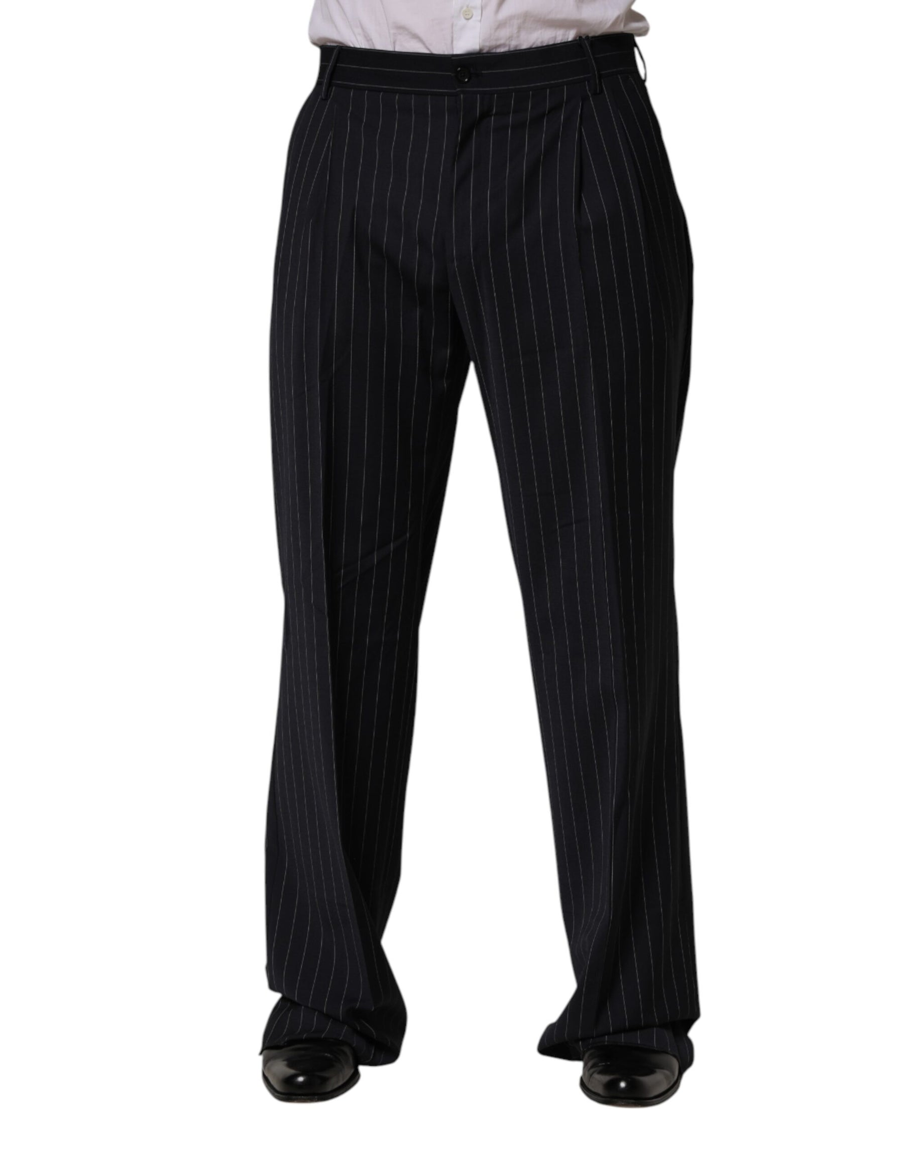 Dolce & Gabbana Black Stripe Straight Men Dress Trouser Pants | Regal Royce