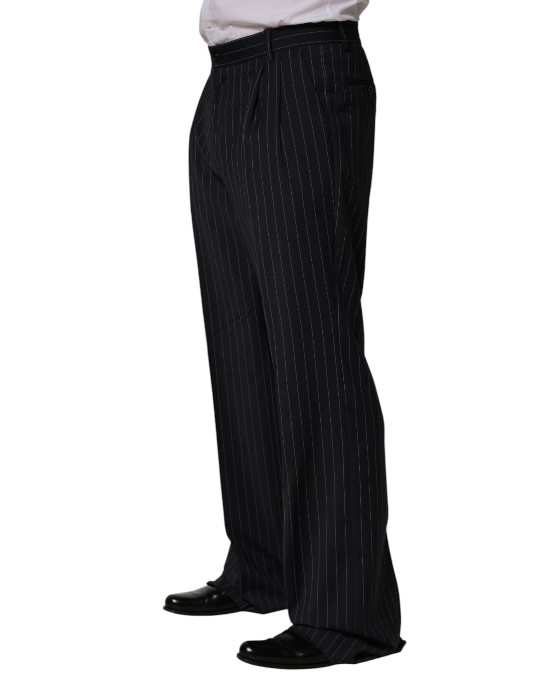 Dolce & Gabbana Black Stripe Straight Men Dress Trouser Pants | Regal Royce