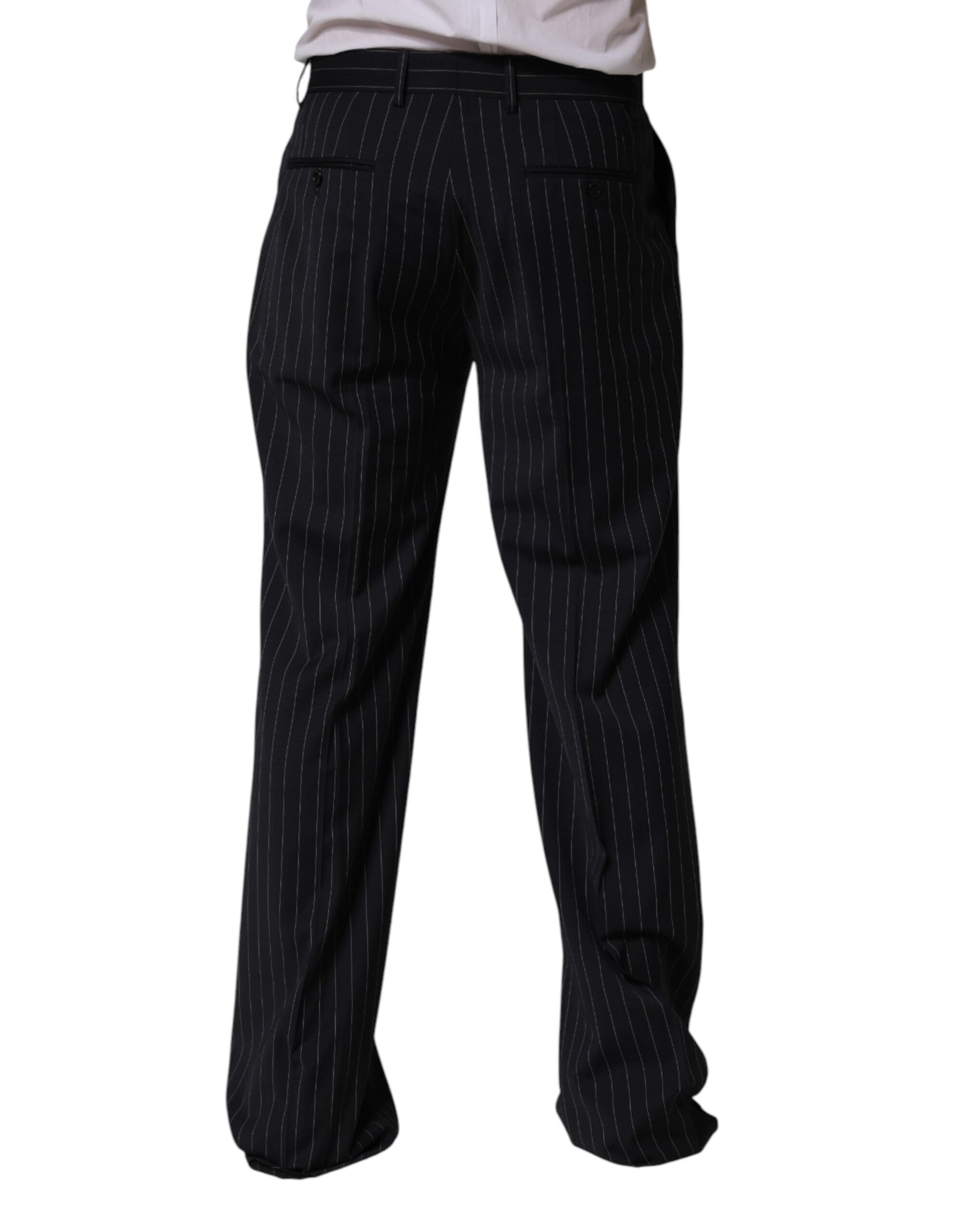 Dolce & Gabbana Black Stripe Straight Men Dress Trouser Pants | Regal Royce