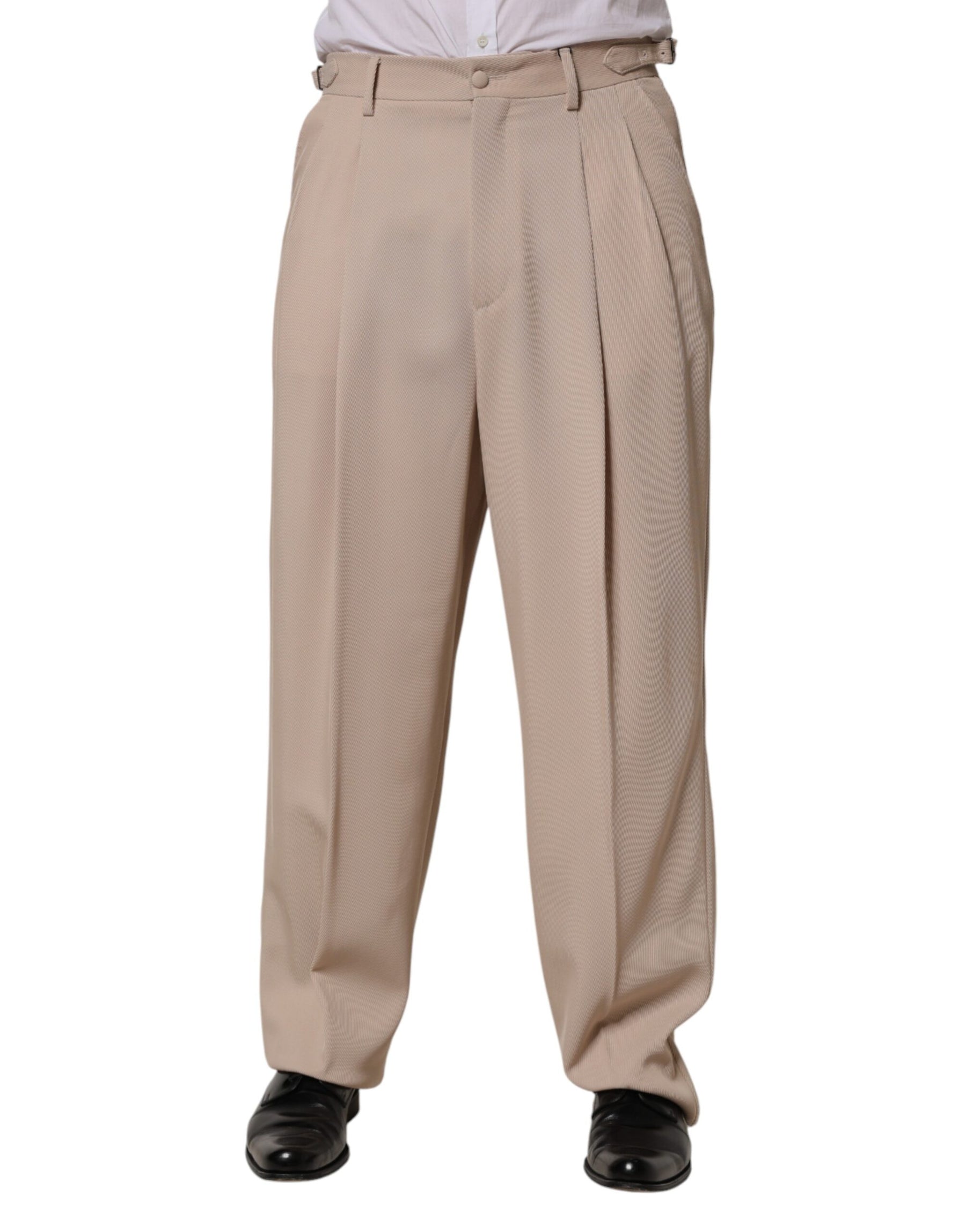 Dolce & Gabbana Beige Stretch Straight Men Dress Trouser Pants | Regal Royce